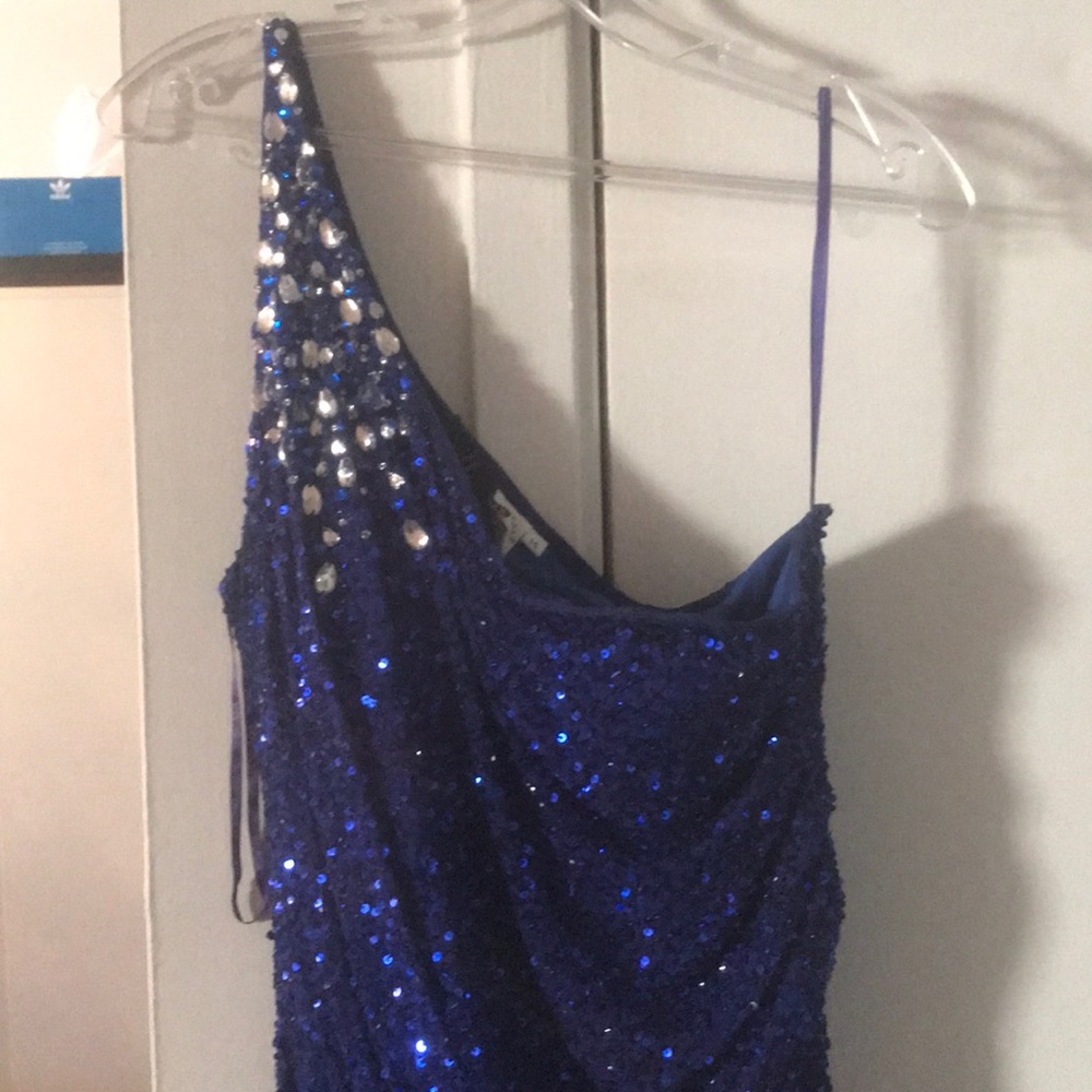 Camille La Vie Royal Blue Sequin One-Shoulder Dress